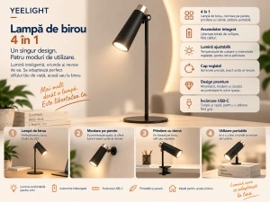 Yeelight 4-in-1 – Lampă de birou reîncărcabilă - Img 2