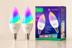 Set Nous P4 – Set 2 Becuri Smart WiFi, E14, RGB
