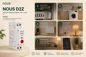 Nous D2Z – Siguranță inteligentă Zigbee, 20A, 1 canal, Monitorizare energie, Montare pe sina DIN - Img 3
