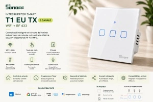 Sonoff T1 EU TX – Întrerupător Inteligent, 3 Canale WiFi - Img 3