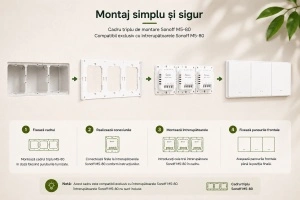 Cadru Triplu de Montare Sonoff M5-80 pentru Intrerupatoare de Perete Alb - Img 4