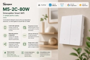 Sonoff M5-2C-80W – Întrerupător Smart WiFi, Matter, 2 canale pentru cadru - Img 2