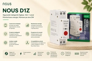 Nous D1Z – Siguranță inteligentă Zigbee, 16A, 1 canal, Monitorizare energie, Montare pe sina DIN - Img 2