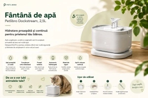 Petlibro Dockstream Fântână Inteligentă pentru Animale cu Pompă Wireless, 2,5L - Img 2