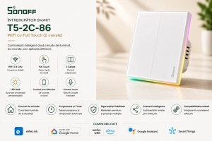 Sonoff T5-2C-86 – Întrerupător Inteligent, 2 Canale WiFi - Img 2