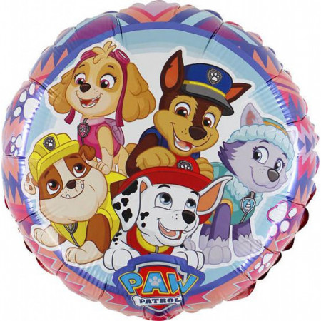 Balon din folie Patrula Catelusilor rotund roz 46 cm