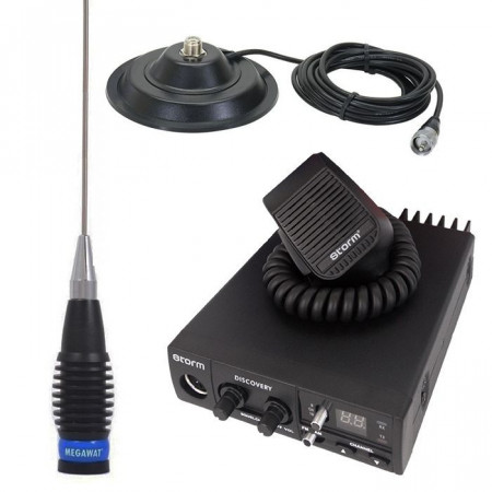Promotie Statie Radio CB Storm Discovery + Antena Radio CB Megawatt ML 145 + Baza Magnetica