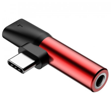 Adaptor Audio Baseus L41 USB-C la Mini Jack 3.5mm + USB-C (rosu)