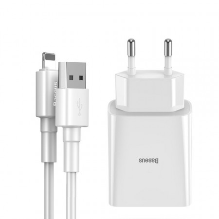 Incarcator retea Baseus Speed Mini 10.5W cu cablu USB Lightning 2.4A 1m (alb)