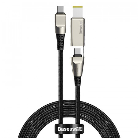 Cablu 2in1 Baseus Flash Series, USB-C la USB-C / cu mufa Lenovo, 100W, 2m (negru)