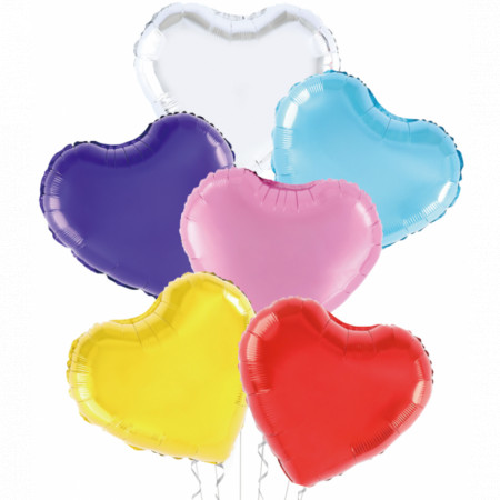 Set 6 baloane folie multicolore in forma de inima