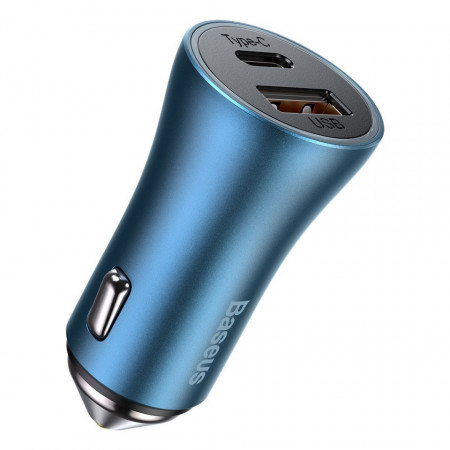 Incarcator auto Baseus Golden Contractor Pro, USB+USB-C, QC4.0+, PD, SCP, 40W (albastru)