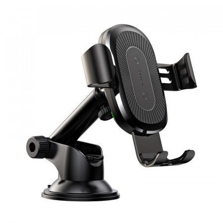 Suport telefon auto gravitational Baseus cu incarcare wireless Qi (negru)