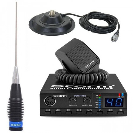 Promotie statie radio CB Storm Defender + antena CB Megawatt ML 145 + baza magnetica