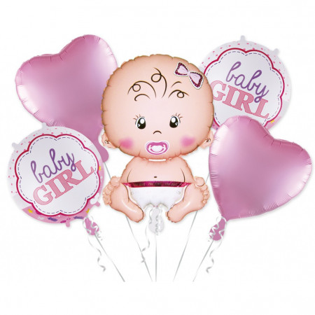 Set 5 baloane de folie Baby girl