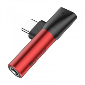 Adaptor Audio Baseus L41 USB-C la Mini Jack 3.5mm + USB-C (rosu) - Img 4