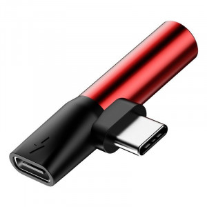 Adaptor Audio Baseus L41 USB-C la Mini Jack 3.5mm + USB-C (rosu) - Img 7