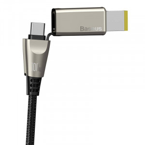 Cablu 2in1 Baseus Flash Series, USB-C la USB-C / cu mufa Lenovo, 100W, 2m (negru) - Img 4