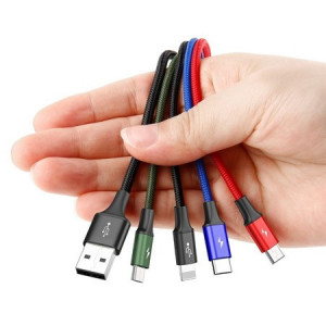 Cablu de date Baseus, 4 în 1 Rapid Series, 2 x MicroUSB / Lightning / USB-C, Multicolor - Img 8