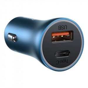 Incarcator auto Baseus Golden Contractor Pro, USB+USB-C, QC4.0+, PD, SCP, 40W (albastru) - Img 3