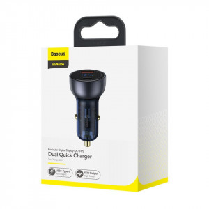 Incarcator auto Baseus Particular Digital Display, USB + USB-C, QC3.0+PD, 5A, 65W (gri) - Img 7