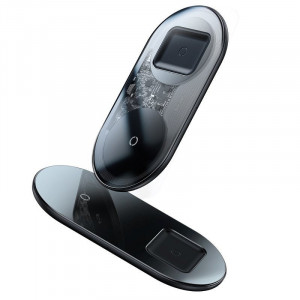 Incarcator wireless Qi 2in1 Baseus Simple 18W pt telefon si Apple Airpods (transparent) - Img 4