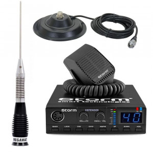 Promotie statie radio CB Storm Defender + antena CB Megawat ML 100 + baza magnetica - Img 1