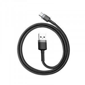 Cablu de date Baseus Cafule cu Incarcare rapida USB/Type C, 3A, 1m (negru/gri) - Img 5