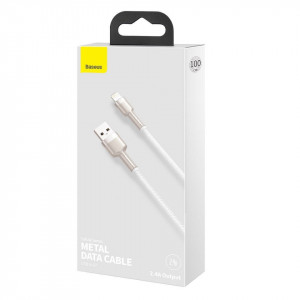Cablu metalic Lightning Baseus Cafule, 2.4A, 1m (alb) - Img 9