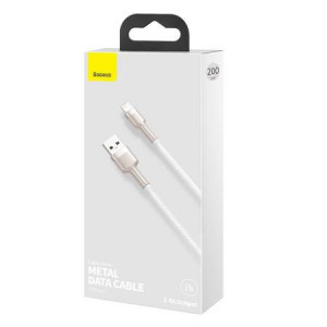 Cablu metalic Lightning Baseus Cafule, 2.4A, 2m (alb) - Img 4