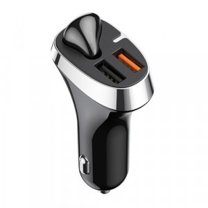 Încărcător auto + cască Bluetooth JoyRoom, 2x USB QC3.0, 30W (negru) - Img 1