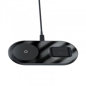 Incarcator wireless Qi 2in1 Baseus Simple, 15W pt telefon si Apple Airpods Pro (negru) - Img 2