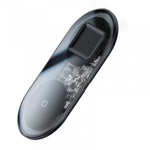 Incarcator wireless Qi 2in1 Baseus Simple 18W pt telefon si Apple Airpods (transparent) - Img 8