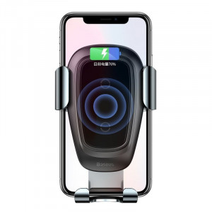 Suport telefon auto gravitational Baseus Metal cu incarcare wireless Qi (negru) - Img 8