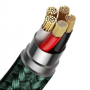 Cablu de date Baseus 3 in 1 magnetic cu incarcare rapida 5A, 1m, Verde - Img 6