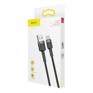 Cablu de date Baseus Cafule cu Incarcare rapida USB/Type C, 3A, 1m (negru/gri) - Img 6