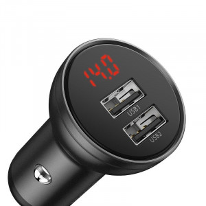 Incarcator auto Baseus Digital Display, 2x USB, 4,8A, 24W (gri) - Img 1