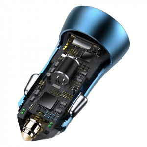 Incarcator auto Baseus Golden Contractor Pro, USB+USB-C, QC4.0+, PD, SCP, 40W (albastru) - Img 5