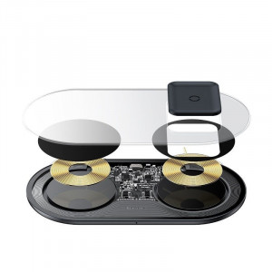 Incarcator wireless Qi 2in1 Baseus Simple Turbo, 20W pt telefon si Apple Airpods (transparent) - Img 4