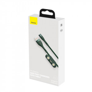 Cablu de date Baseus 3 in 1 magnetic cu incarcare rapida 5A, 1m, Verde - Img 7