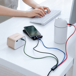 Cablu de date Baseus, 4 în 1 Rapid Series, 2 x MicroUSB / Lightning / USB-C, Multicolor - Img 2