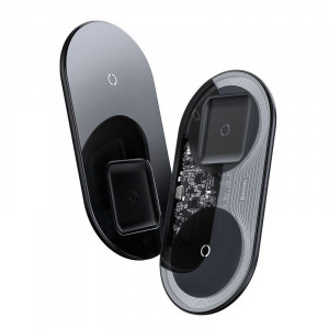 Incarcator wireless Qi 2in1 Baseus Simple, 15W pt telefon si Apple Airpods Pro (negru) - Img 3