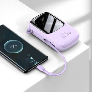 Powerbank Baseus 20000mAh 22.5W cu cablu Type-C, violet - Img 3