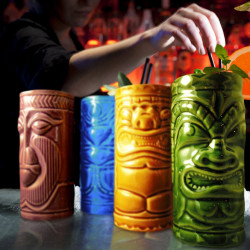Set 4 Cani exotice din ceramica - Tiki Mugs - Img 1