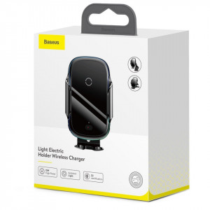 Suport telefon auto Baseus Light Electric Holder cu incarcare wireless Qi (negru) - Img 5