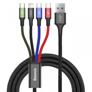 Cablu USB Baseus Fast 4in1 2xUSB-C / Lightning / Micro 3,5A 1,2m (negru) - Img 1