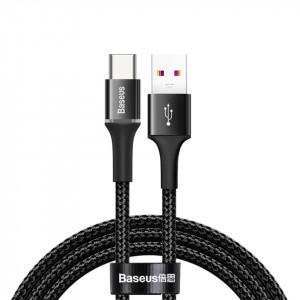 Cablu USB-C cu iluminare LED Baseus Halo do Huawei SuperCharge, 5A, 1m, 40W (negru) - Img 1