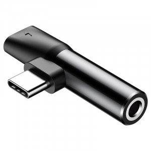 Adaptor Audio Baseus USB-C la Mini Jack 3.5mm + USB-C (negru) - Img 1