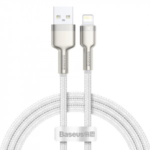 Cablu metalic Lightning Baseus Cafule, 2.4A, 1m (alb) - Img 1