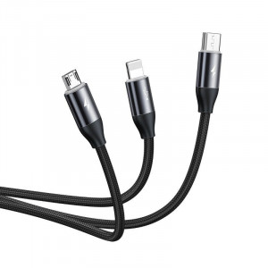 Cablu USB 3in1 Baseus Car Co-sharing Micro / USB-C / Lightning, 3.5A 1m (negru) - Img 3